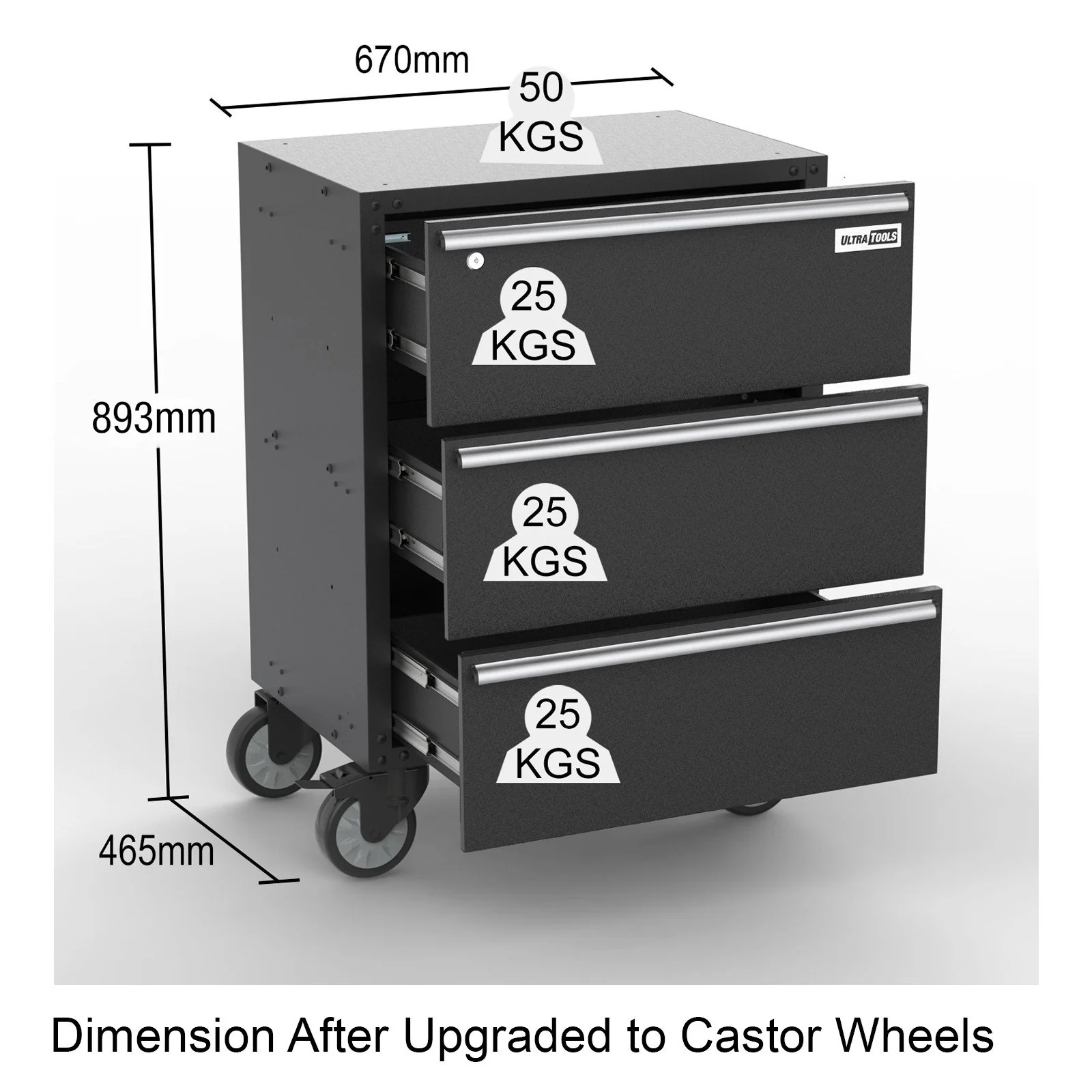 UltraTools 4065mmx 500mm x 1870mm Black Workshop Storage Storage Cupboard Set - Image 4