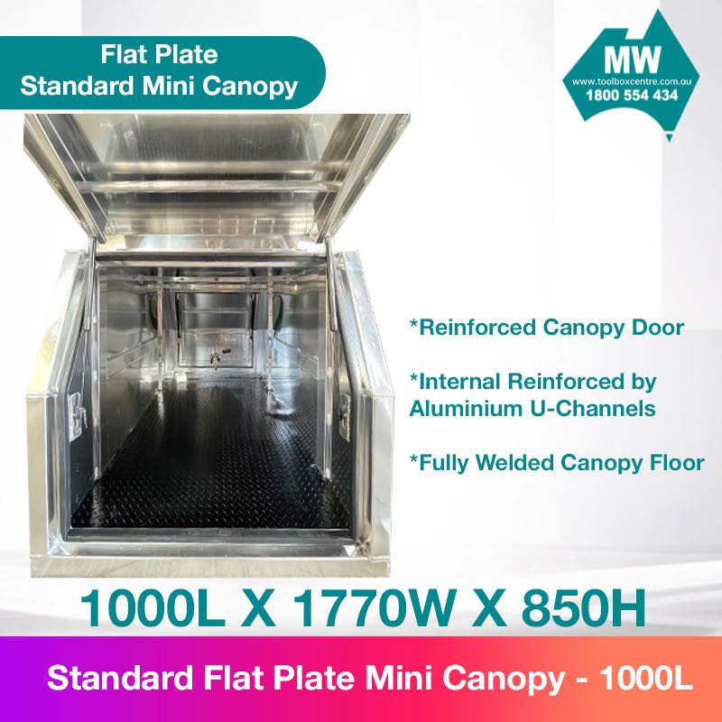 Aluminium Ute Canopy Flat Plate Mini Canopy 1000 Long - Image 4