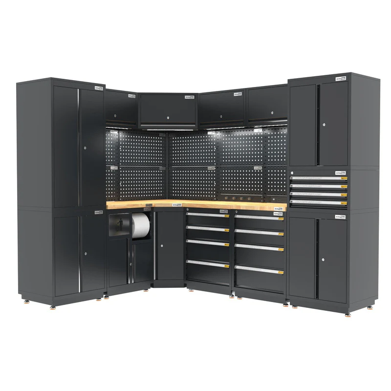 UltraTools 1978/2610mm x 580mm x 2020mm Heavy-Duty Modular Workshop & Garage Storage Corner Cabinet System - Image 8