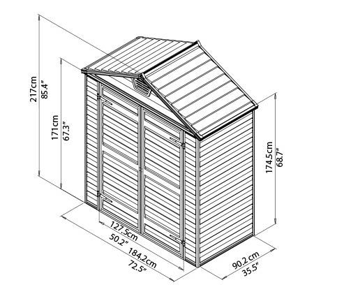 PALRAM SKYLIGHT 6’x3′ GARDEN SHED 1.8mx0.9m - Image 2
