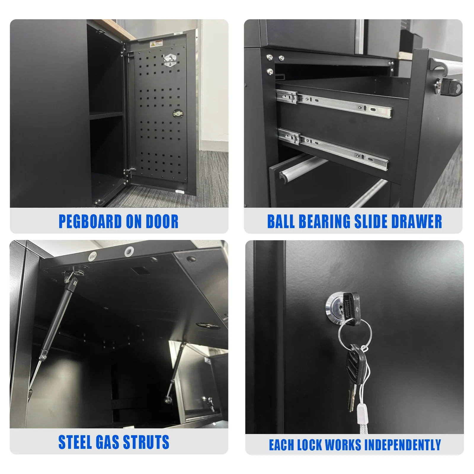 Workshop Garage Storage Cabinet & Workbench Set - UltraTools 4056mm x 500mm x 1870mm Black - Image 4