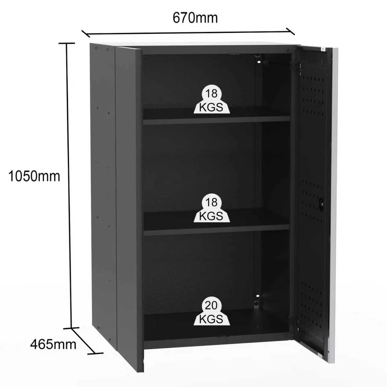 UltraTools 4065mmx 500mm x 1870mm Black Workshop Storage Storage Cupboard Set - Image 19