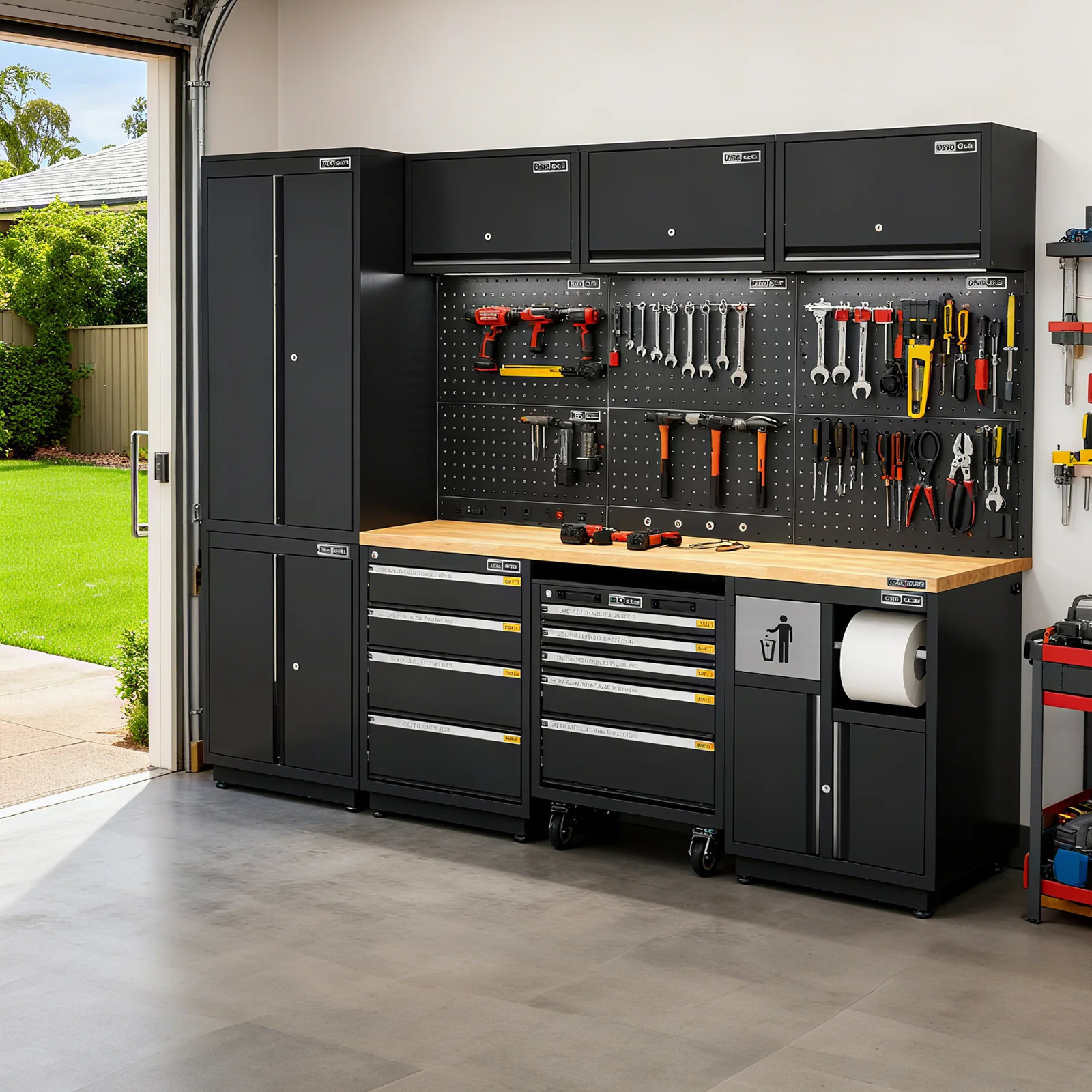 Semi-Industrial Black Workshop Garage Storage Cabinet Set UltraTools 2475mm x 580mm x 2020mm
