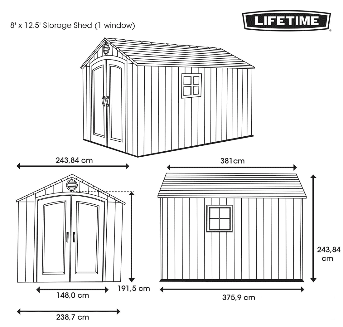 LIFETIME 8x12.5 GARDEN SHED 2.4mx3.8m - Image 5