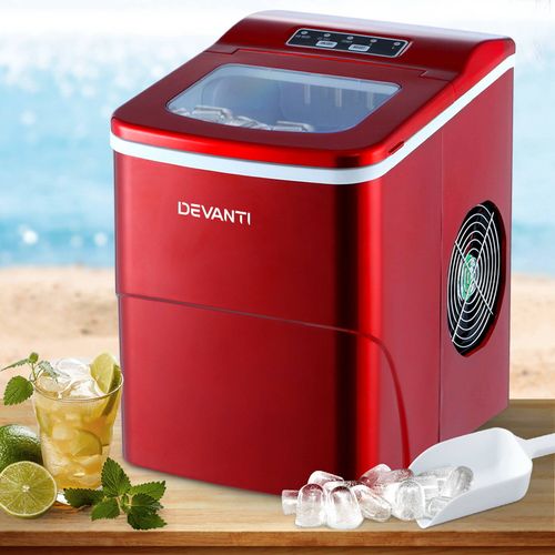 Devanti 2L Ice Maker Portable Ice Cube Machine - Red - Image 8