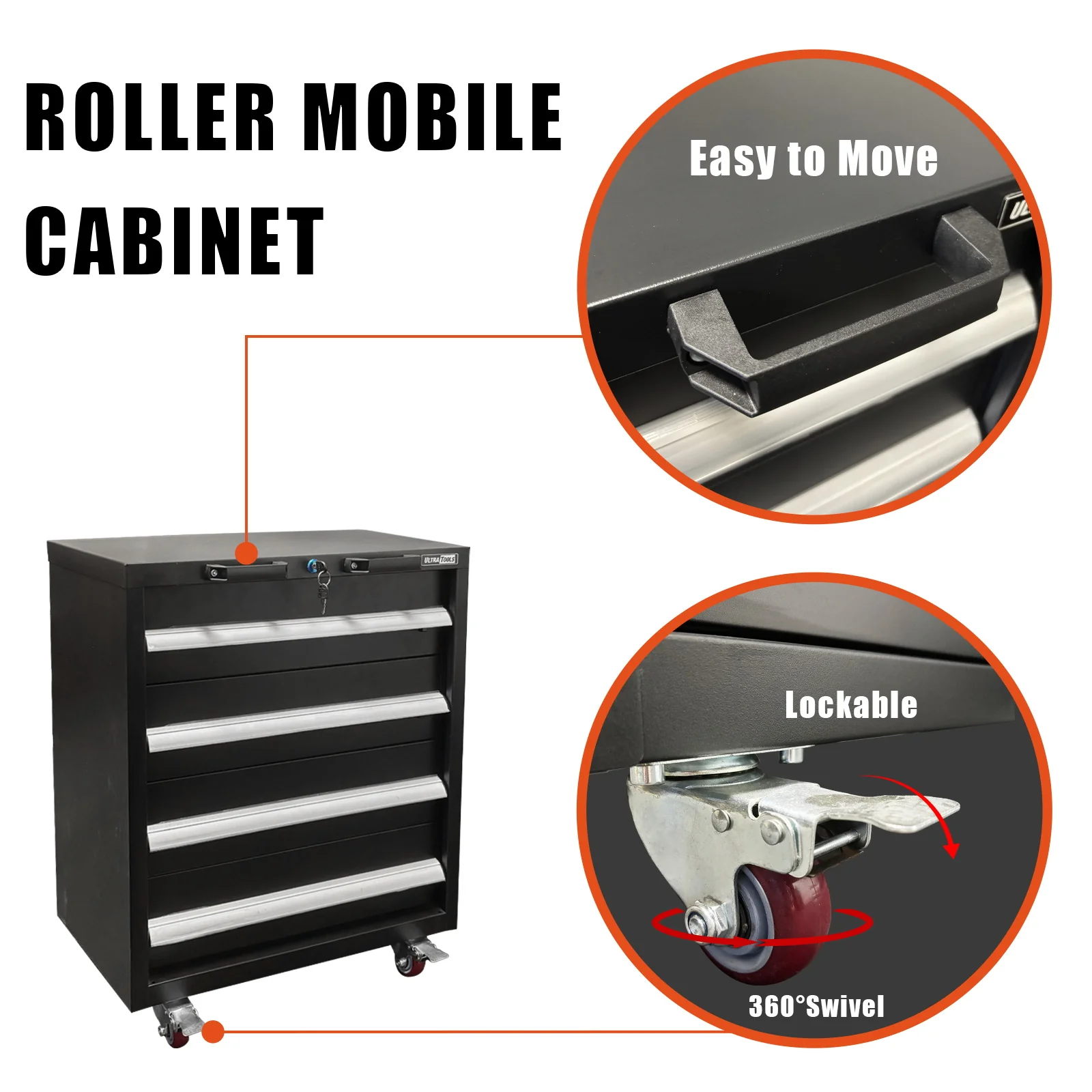 UltraTools 5150mm x 550mm x 2025mm Black Classic Workshop Garage Storage Cabinet Set - Image 15