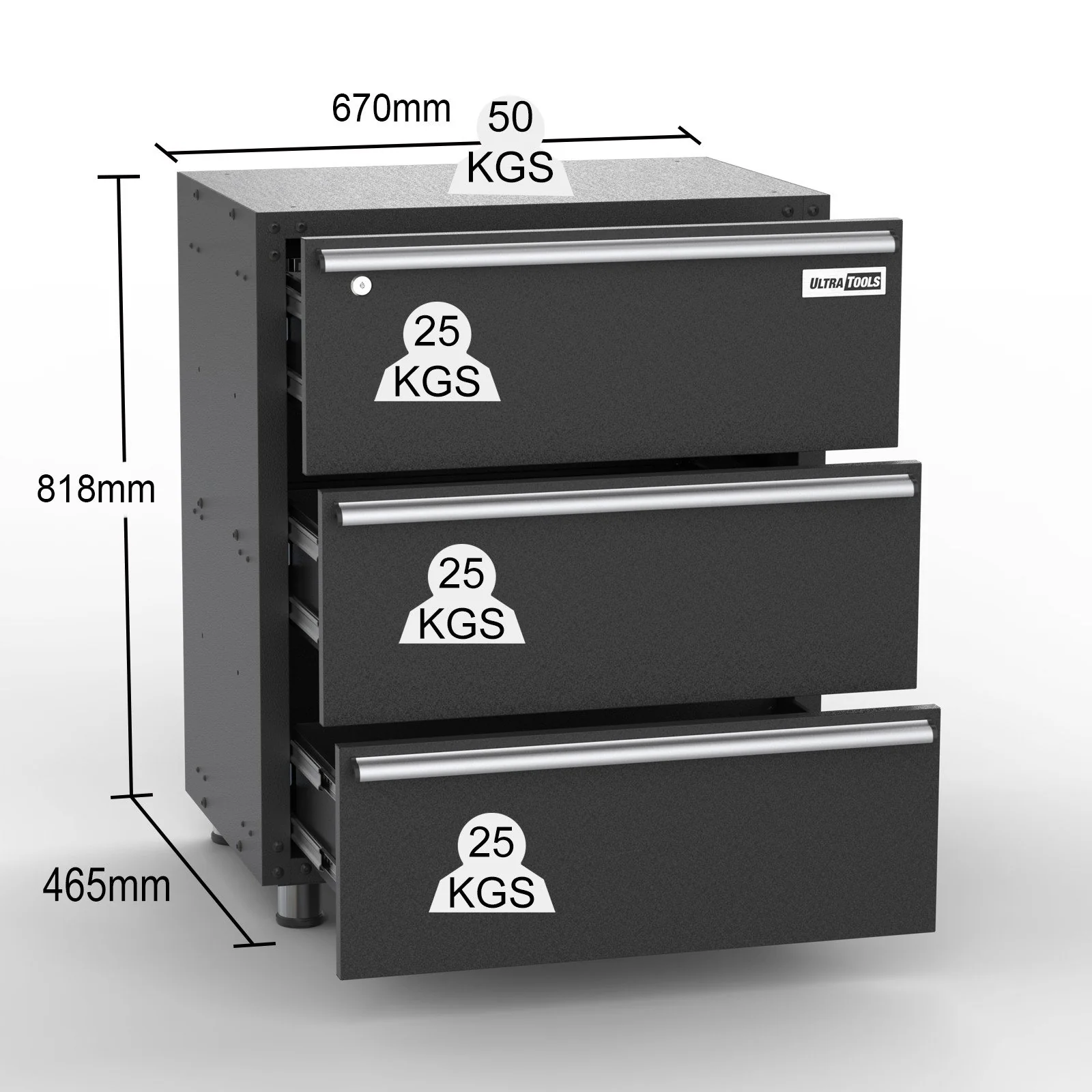 Workshop Garage Storage Cabinet & Workbench Set - UltraTools 4056mm x 500mm x 1870mm Black - Image 14