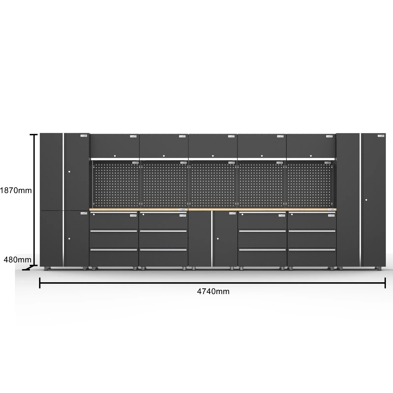 UltraTools 4740mm x 500mm x 1870mm Black Workshop Garage Storage Cabinet Set - Image 22