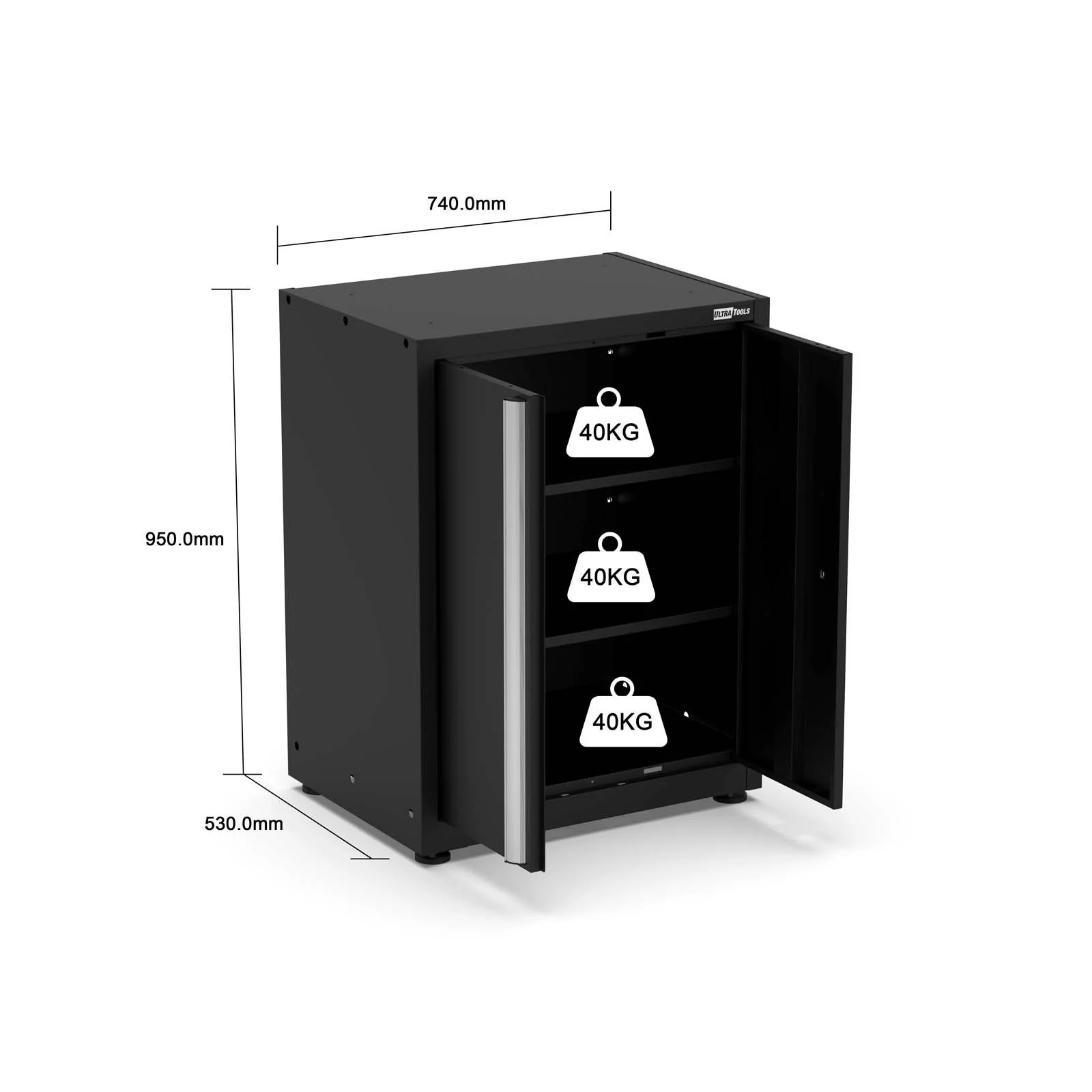 UltraTools 3200/3550mm x 550mm x 2025mm Black Classic Workshop Garage Storage Corner Cabinet Set - Image 23