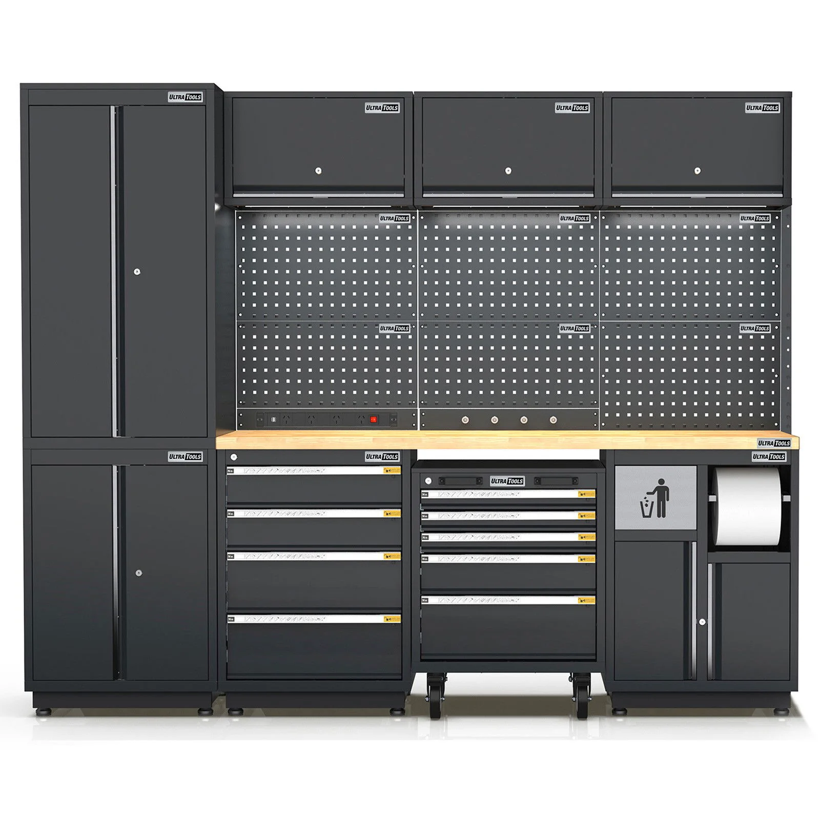 Semi-Industrial Black Workshop Garage Storage Cabinet Set UltraTools 2475mm x 580mm x 2020mm - Image 18